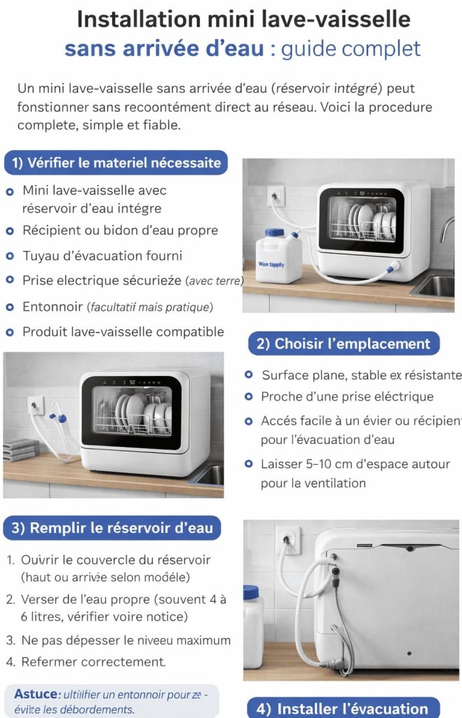 installation mini lave-vaisselle sans arrivée d’eau