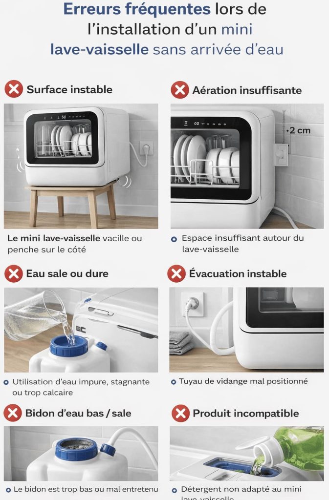 Erreurs fréquentes lors de l’installation d’un mini lave-vaisselle sans arrivée d’eau