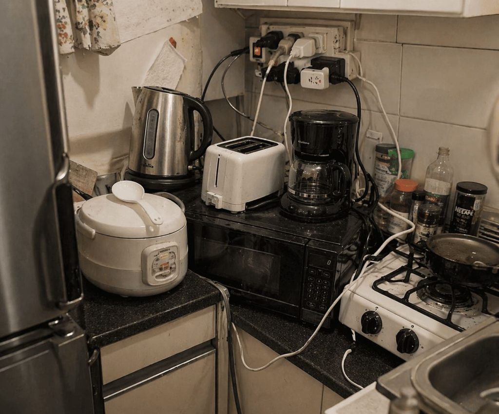 aménager une kitchenette de studio 15 m² surcharge électrique cuisine studio danger