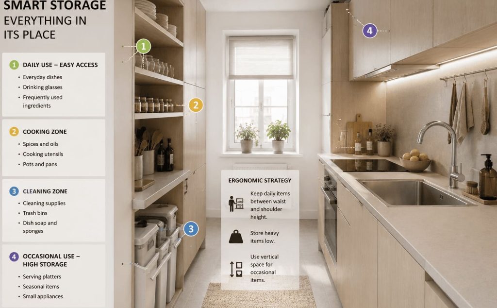 Organisation cuisine selon la fréquence d’utilisation des objets