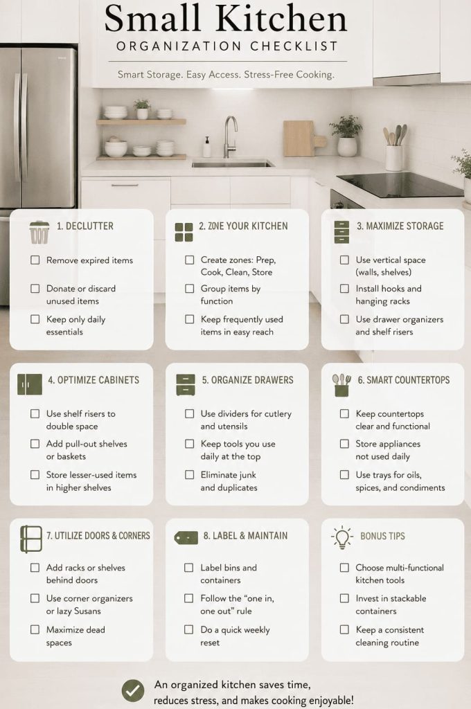 Checklist organisation petite cuisine