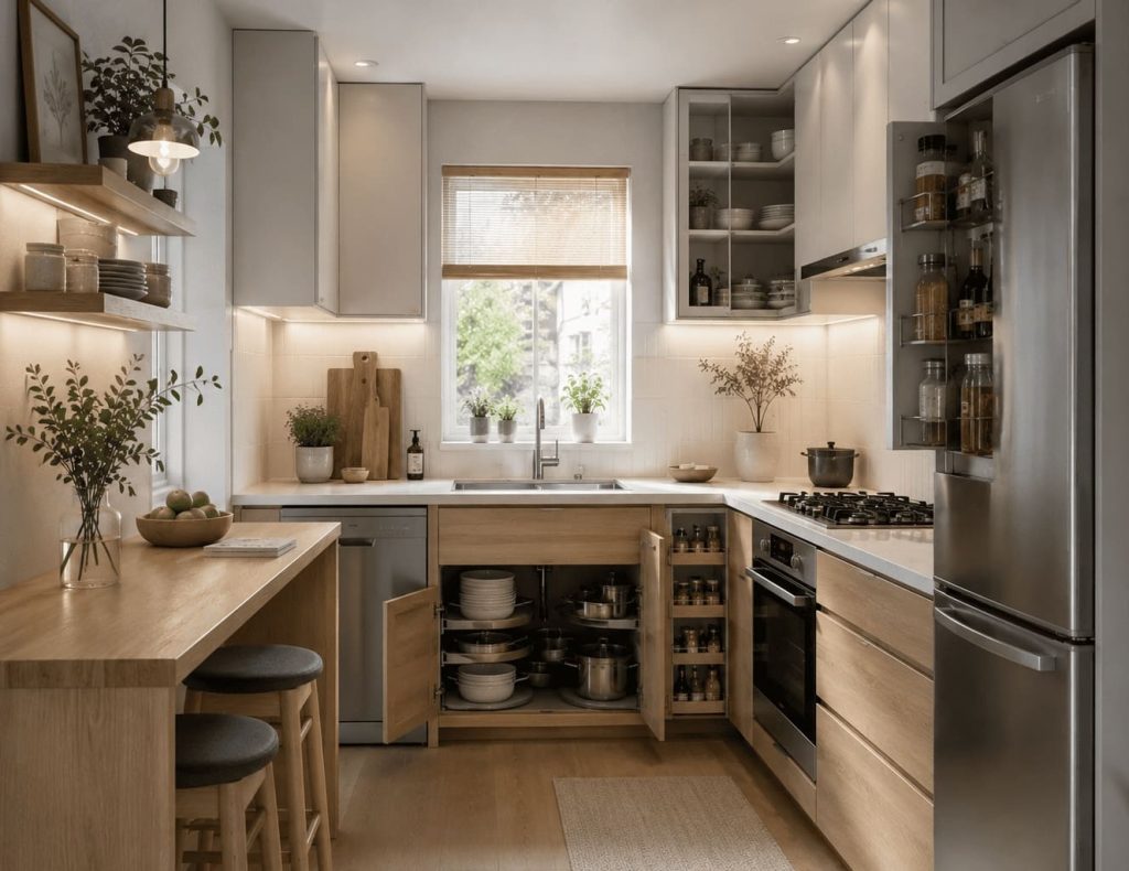 Petite cuisine optimisée moderne et fonctionnelle